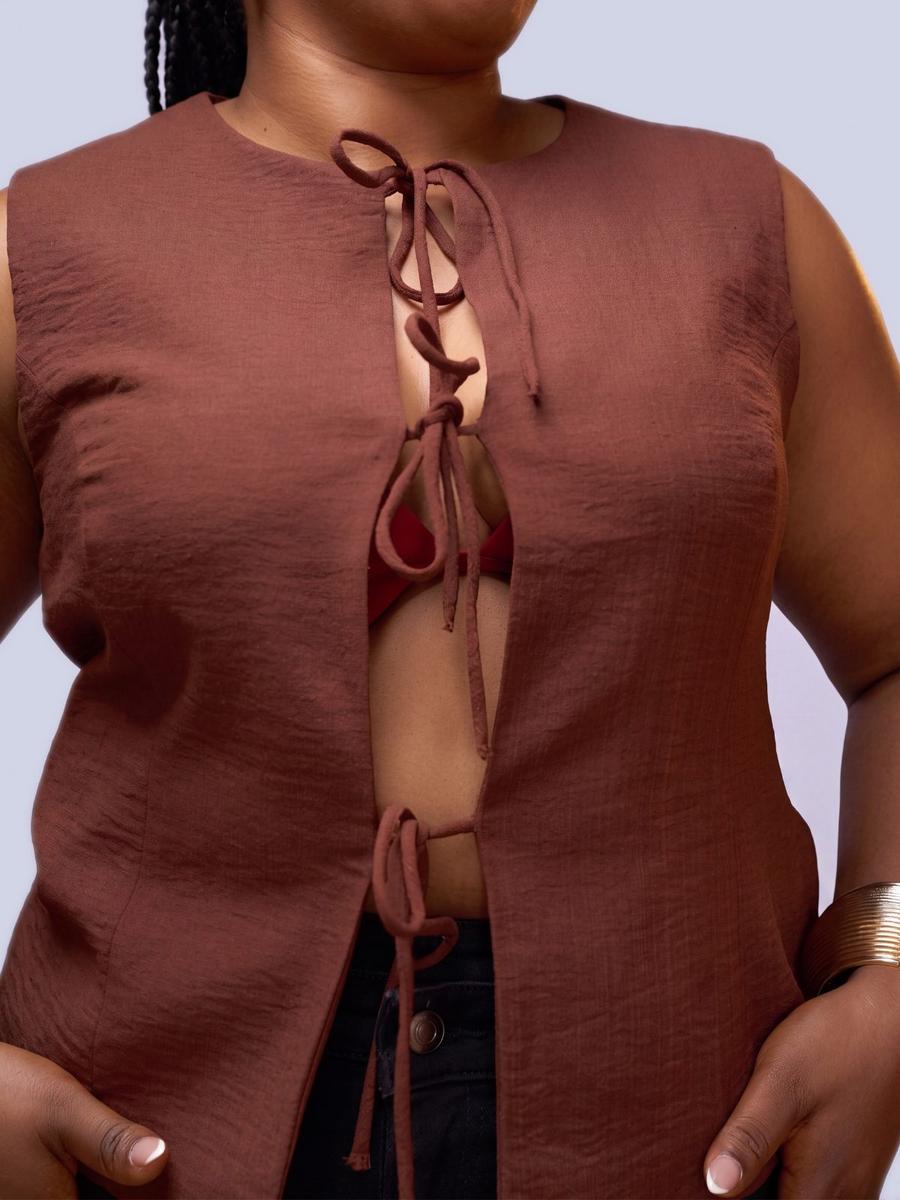 Gilet sans manches lacé