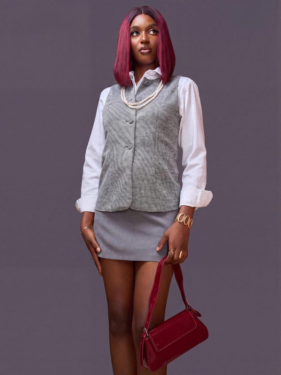 Gilet col rond boutonné