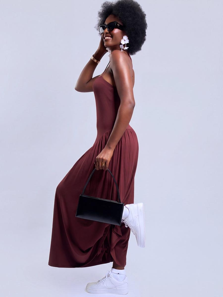Robe longue fluide dos nu