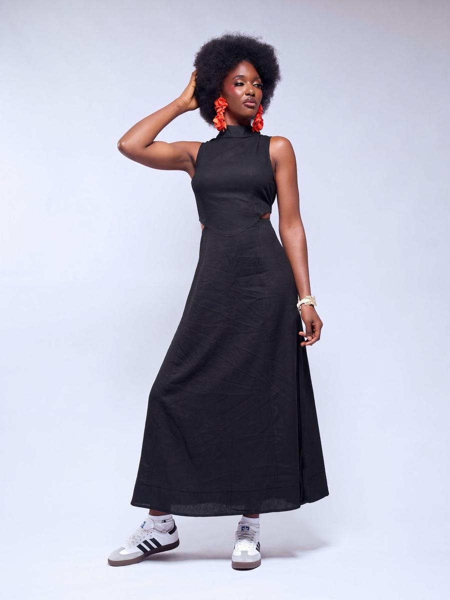 Robe midi à découpes