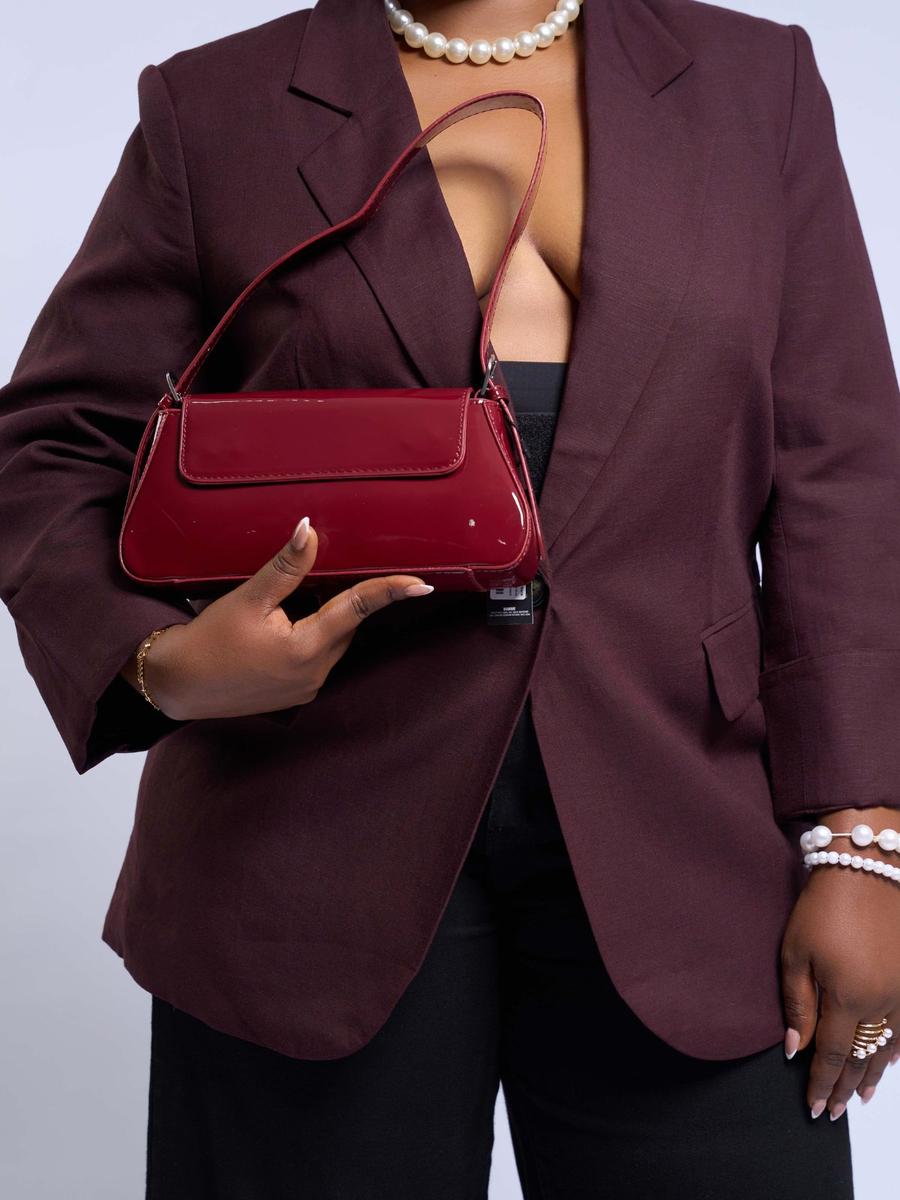 Sac baguette cuir verni